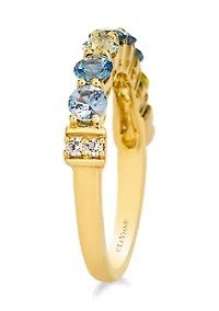 Ring featuring 1.2 ct. t.w. Montana Sapphire Ombré™, 1/15 ct. t.w. Nude Diamonds™ set in 14K Honey Gold™
