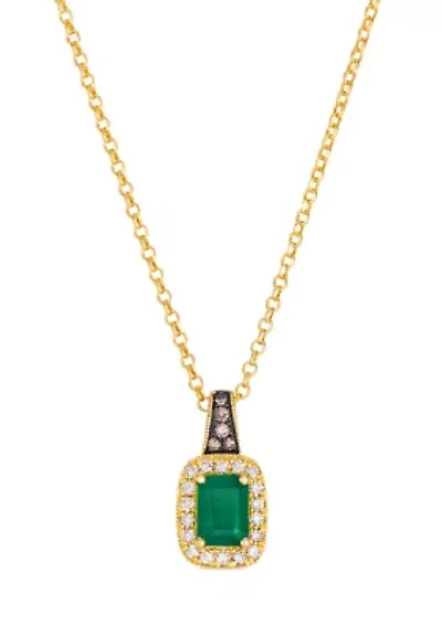Pendant featuring 3/4 ct. t.w. Costa Smeralda Emeralds™, 1/20 ct. t.w. Chocolate Diamonds®, 1/5 ct. t.w. Nude Diamonds™ set in 14K Honey Gold™