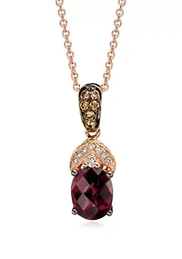 1.33 ct. t.w. Raspberry Rhodolite®, 1/10 ct. t.w. Vanilla Diamonds®, and 1/10 ct. t.w. Chocolate Diamonds® Pendant in 14k Strawberry Gold®