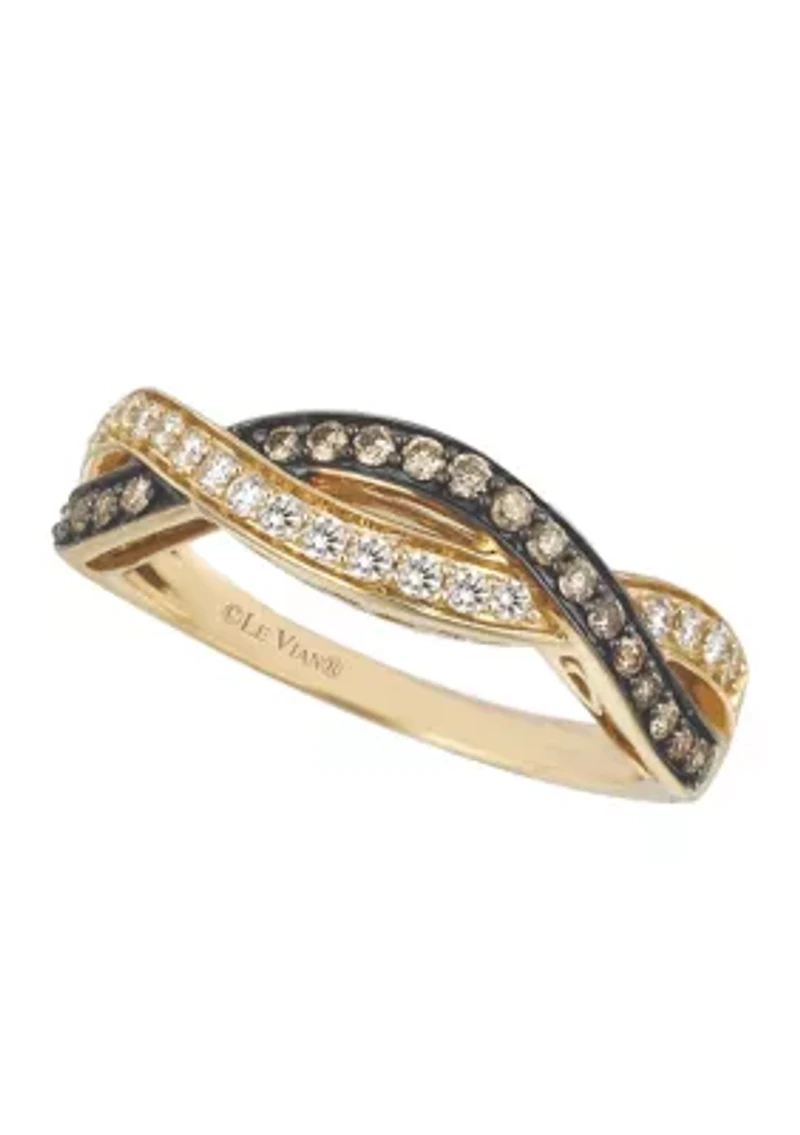 Chocolatier® Twist Ring featuring 1/5 ct. t.w. Chocolate Diamonds®, 1/5 ct. t.w. Vanilla Diamonds® in 14K Honey Gold™