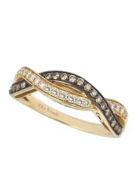 Chocolatier® Twist Ring featuring 1/5 ct. t.w. Chocolate Diamonds®, 1/5 ct. t.w. Vanilla Diamonds® in 14K Honey Gold™