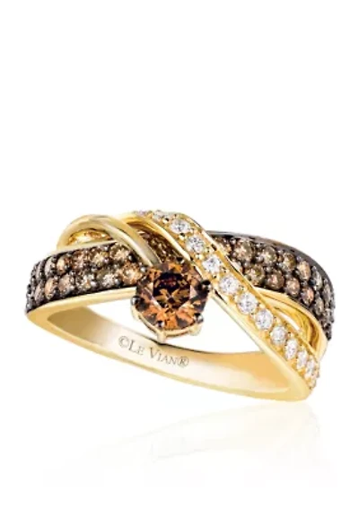 Chocolatier® Chocolate Diamonds® and Vanilla Diamonds® Ring in 14k Honey Gold™