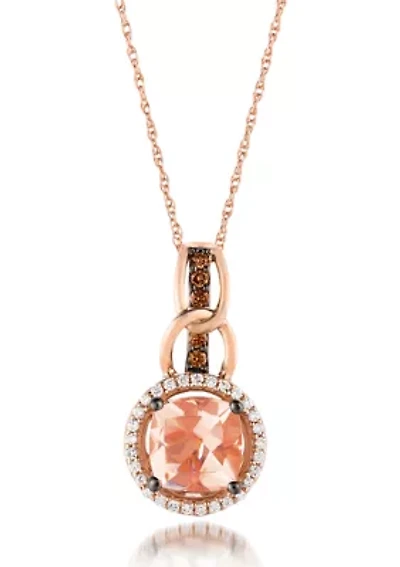 Chocolatier® Pendant featuring 1 cts. Peach Morganite™, 1/20 cts. Chocolate Diamonds®, 1/10 cts. Vanilla Diamonds® set in 14K Strawberry Gold®