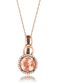 Chocolatier® Pendant featuring 1 cts. Peach Morganite™, 1/20 cts. Chocolate Diamonds®, 1/10 cts. Vanilla Diamonds® set in 14K Strawberry Gold®