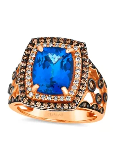 Chocolatier® Ring featuring 3.62 ct. t.w. Blueberry Tanzanite®, 3/4 ct. t.w. Chocolate Diamonds®, 1/5 ct. t.w. Vanilla Diamonds® in 14K Strawberry Gold®
