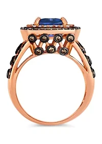 Chocolatier® Ring featuring 3.62 ct. t.w. Blueberry Tanzanite®, 3/4 ct. t.w. Chocolate Diamonds®, 1/5 ct. t.w. Vanilla Diamonds® in 14K Strawberry Gold®