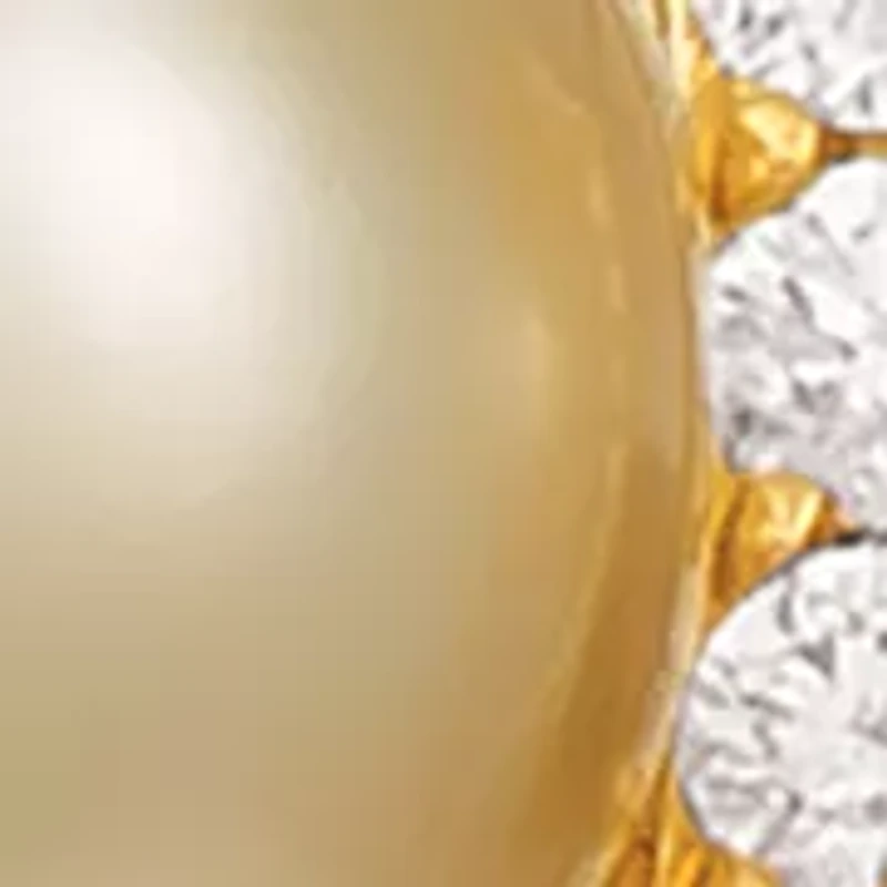  Chocolatier® Earrings featuring Golden South Sea Pearl, 1/3 ct. t.w. Chocolate Diamonds®, 1/8 ct. t.w. Vanilla Diamonds® set in 14K Honey Gold™