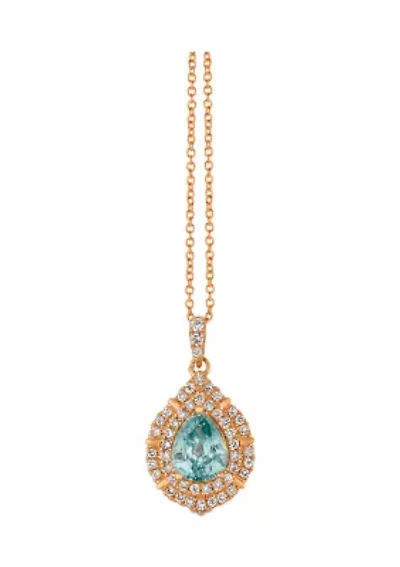 1/4 ct. t.w. Diamond and 1.07 ct. t.w. Blue Zircon Pendant Necklace in 14K Rose Gold