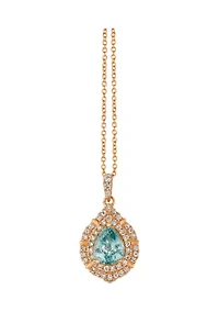 1/4 ct. t.w. Diamond and 1.07 ct. t.w. Blue Zircon Pendant Necklace in 14K Rose Gold