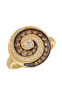 Chocolate Diamonds and Vanilla Diamonds 14k Honey Gold Ring
