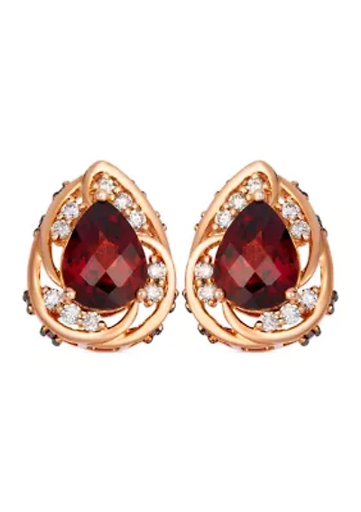 Earrings featuring 3 7/8 cts. Pomegranate Garnet™, 1/3 cts. Chocolate Diamonds®, 1/3 cts. Nude Diamonds™ set in 14K Strawberry Gold®