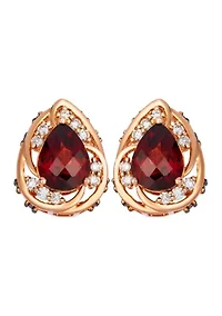 Earrings featuring 3 7/8 cts. Pomegranate Garnet™, 1/3 cts. Chocolate Diamonds®, 1/3 cts. Nude Diamonds™ set in 14K Strawberry Gold®