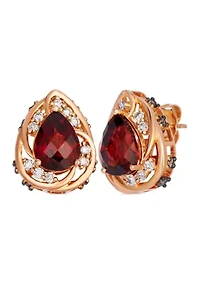 Earrings featuring 3 7/8 cts. Pomegranate Garnet™, 1/3 cts. Chocolate Diamonds®, 1/3 cts. Nude Diamonds™ set in 14K Strawberry Gold®