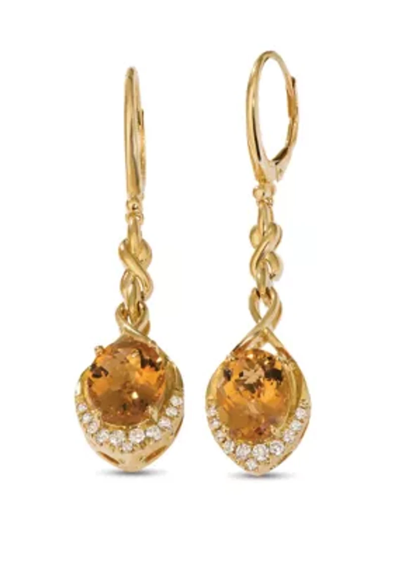 Creme Brulee® 4.75 ct. t.w. Cinnamon Citrine®, 1/3 ct. t.w. Nude Diamonds™ Earrings in 14k Honey Gold™