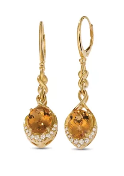 Creme Brulee® 4.75 ct. t.w. Cinnamon Citrine®, 1/3 ct. t.w. Nude Diamonds™ Earrings in 14k Honey Gold™
