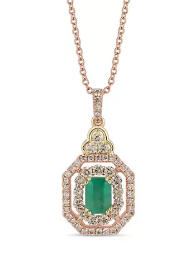  1.53 ct. t.w. Emerald and 1/10 ct. t.w. Diamond Pendant Necklace in 14K Yellow Gold
