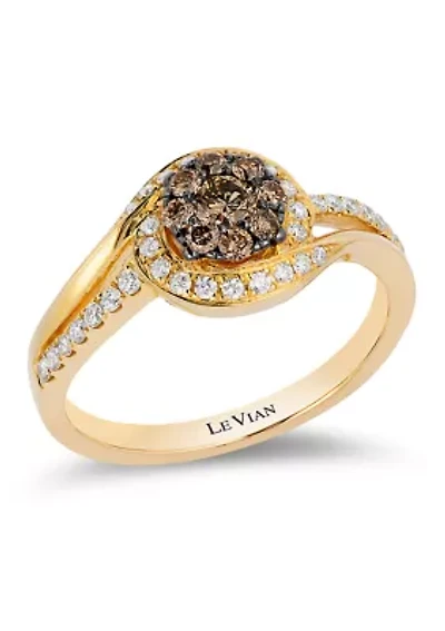 1/3 ct. t.w. Chocolate Diamonds®, 1/4 ct. t.w. Vanilla Diamonds® Ring in 14K Honey Gold™