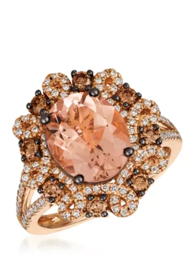 3/4 ct. t.w. Diamond and 2.46 ct. t.w. Morganite Ring in 14K Rose Gold 