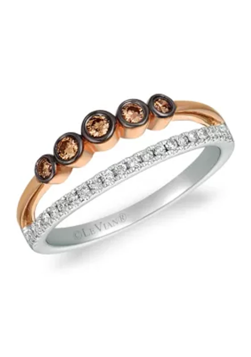 1/8 ct. t.w. Vanilla Diamonds and 1/6 ct. t.w. Chocolate Diamonds Ring in 14k Two Tone Metal