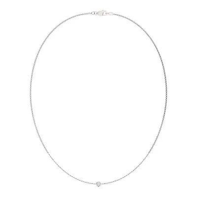 Charles & Colvard 1/10 ct. tw. Lab Created Moissanite One Stone Station Necklace in Sterling Silver