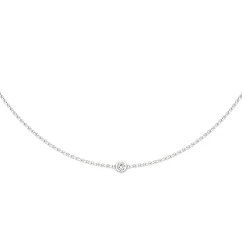 Charles & Colvard 1/10 ct. tw. Lab Created Moissanite One Stone Station Necklace in Sterling Silver