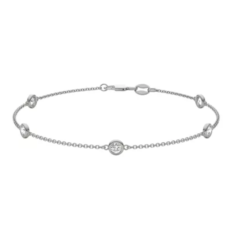 1/2 ct. tw. Lab Created Moissanite Five Stone Station Bracelet in Sterling Silver