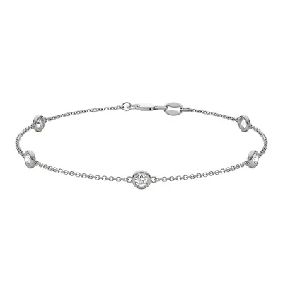 1/2 ct. tw. Lab Created Moissanite Five Stone Station Bracelet in Sterling Silver