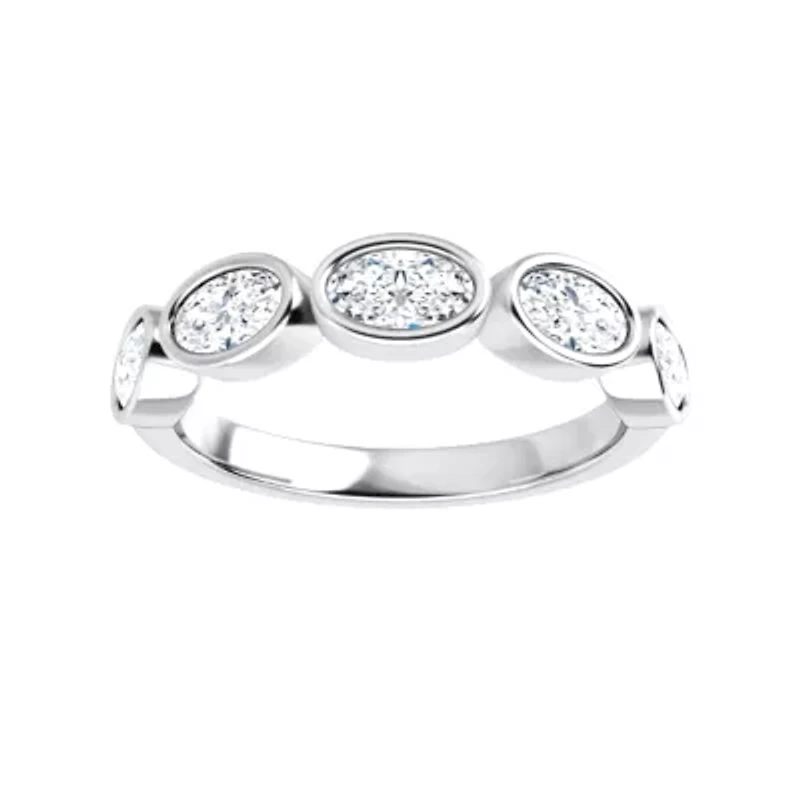 Charles & Colvard 1.3 ct. tw. Lab Created Moissanite Oval Five Stone Band in Sterling Silver