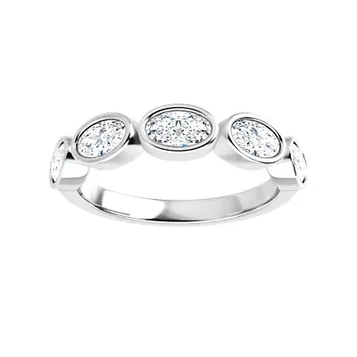 Charles & Colvard 1.3 ct. tw. Lab Created Moissanite Oval Five Stone Band in Sterling Silver