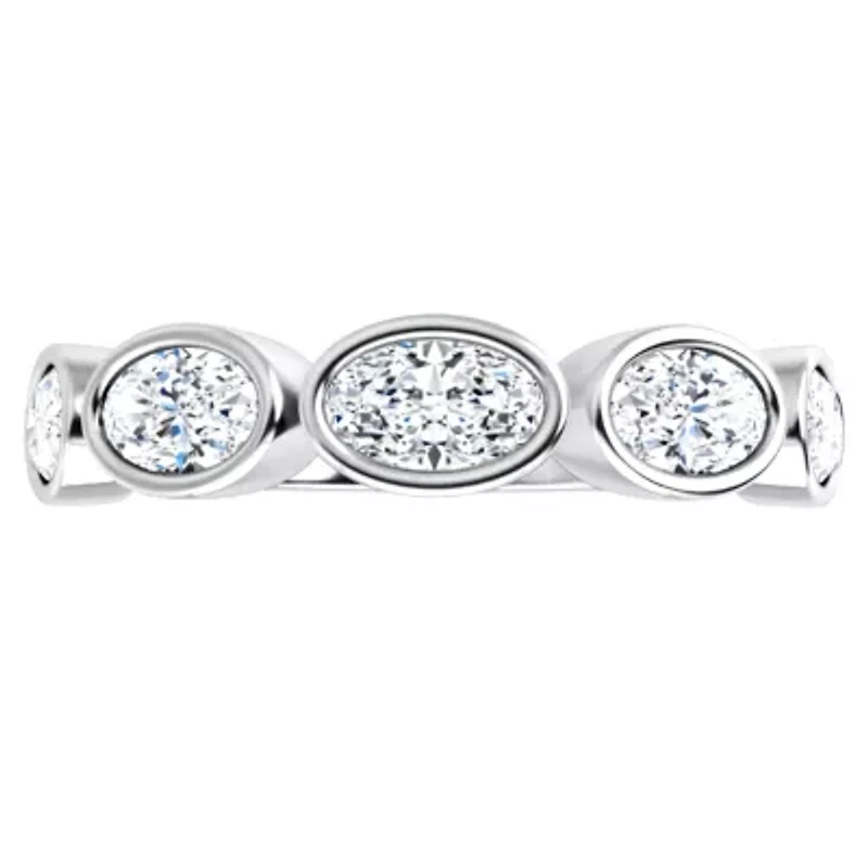 Charles & Colvard 1.3 ct. tw. Lab Created Moissanite Oval Five Stone Band in Sterling Silver