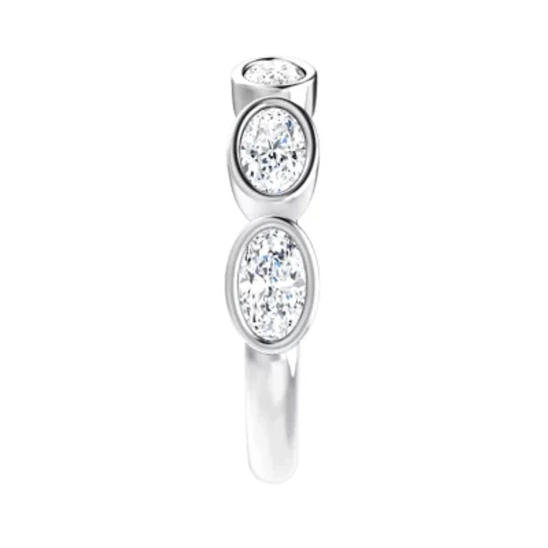 Charles & Colvard 1.3 ct. tw. Lab Created Moissanite Oval Five Stone Band in Sterling Silver