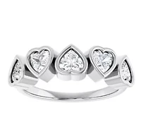 Charles & Colvard 1.15 ct. tw. Lab Created Moissanite Heart Five Stone Band in Sterling Silver