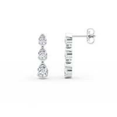 2.12 ct. tw. Lab Created Moissanite Three Stone Drop Earrings in Sterling Silver