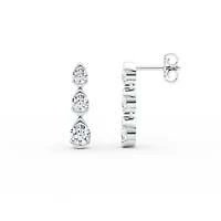 2.12 ct. tw. Lab Created Moissanite Three Stone Drop Earrings in Sterling Silver