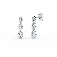 2.12 ct. tw. Lab Created Moissanite Three Stone Drop Earrings in Sterling Silver
