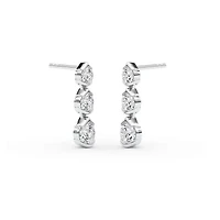2.12 ct. tw. Lab Created Moissanite Three Stone Drop Earrings in Sterling Silver