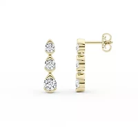 2.12 ct. tw. Lab Created Moissanite Three Stone Drop Earrings in Sterling Silver 14K Vermeil