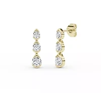2.12 ct. tw. Lab Created Moissanite Three Stone Drop Earrings in Sterling Silver 14K Vermeil