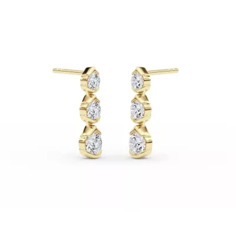 2.12 ct. tw. Lab Created Moissanite Three Stone Drop Earrings in Sterling Silver 14K Vermeil
