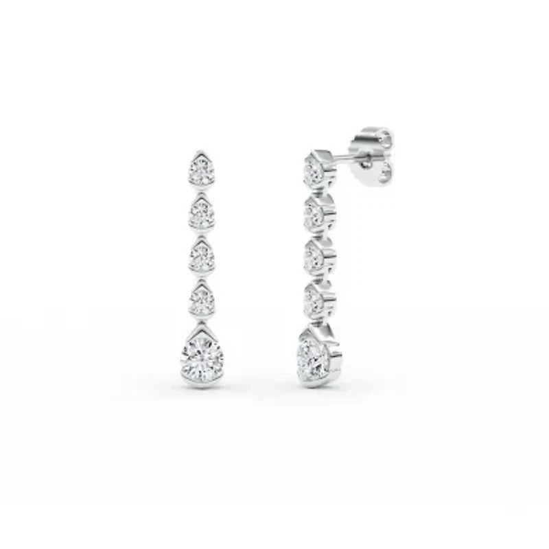 2.00 ct. tw. Lab Created Moissanite Five Stone Drop Earrings in Sterling Silver