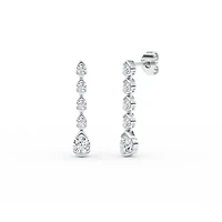 2.00 ct. tw. Lab Created Moissanite Five Stone Drop Earrings in Sterling Silver