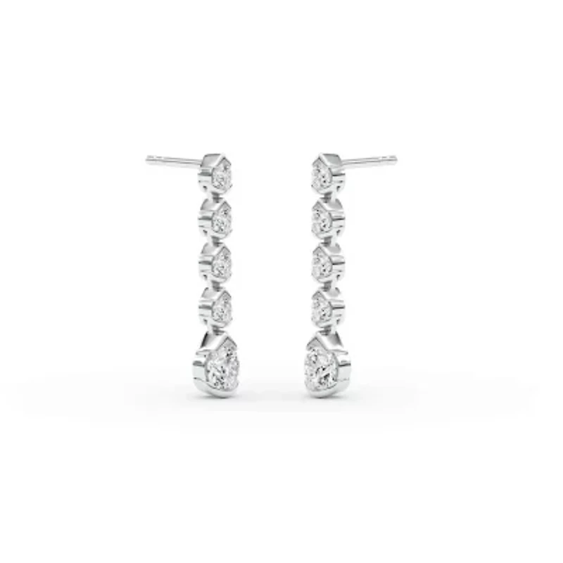 2.00 ct. tw. Lab Created Moissanite Five Stone Drop Earrings in Sterling Silver