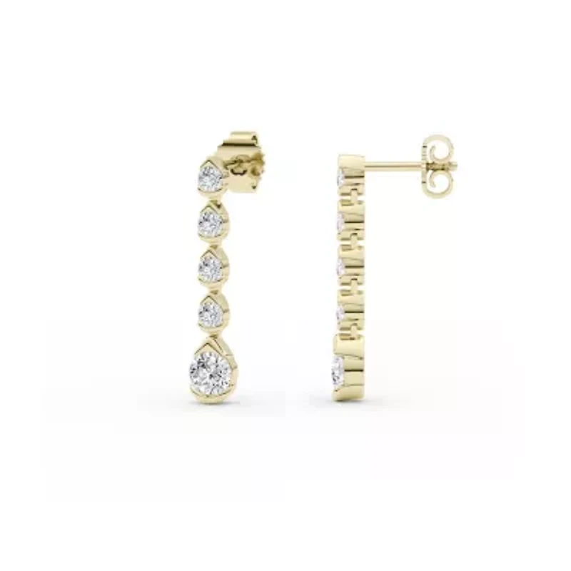 2.00 ct. tw. Lab Created Moissanite Five Stone Drop Earrings in Sterling Silver 14K Vermeil