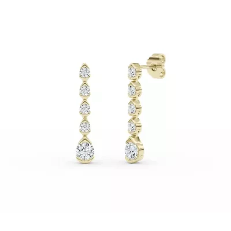 2.00 ct. tw. Lab Created Moissanite Five Stone Drop Earrings in Sterling Silver 14K Vermeil