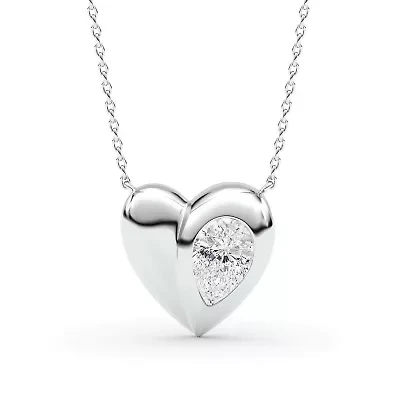 0.94 ct. tw. Lab Created Moissanite Pear Heart Pendant Necklace in Sterling Silver