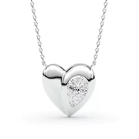 0.94 ct. tw. Lab Created Moissanite Pear Heart Pendant Necklace in Sterling Silver