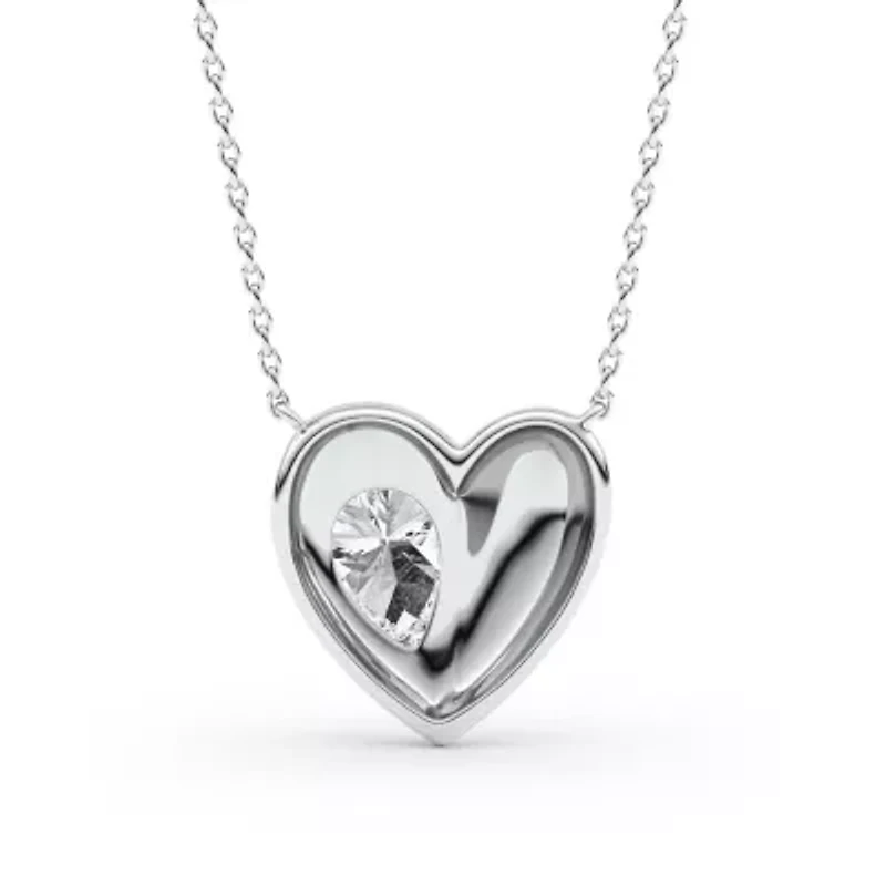 0.94 ct. tw. Lab Created Moissanite Pear Heart Pendant Necklace in Sterling Silver