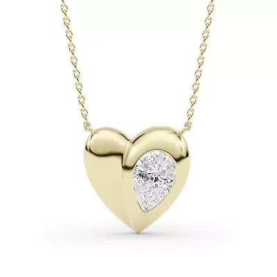 0.94 ct. tw. Lab Created Moissanite Pear Heart Pendant Necklace in Sterling Silver 14K Vermeil