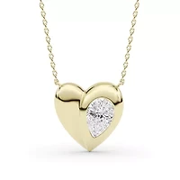 0.94 ct. tw. Lab Created Moissanite Pear Heart Pendant Necklace in Sterling Silver 14K Vermeil