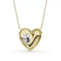 0.94 ct. tw. Lab Created Moissanite Pear Heart Pendant Necklace in Sterling Silver 14K Vermeil